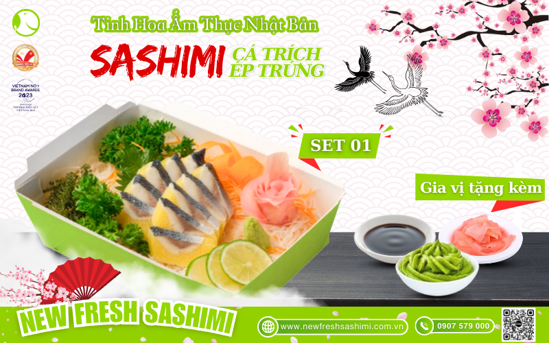Set sashimi cá trích ép trứng 01 Set sashimi cá trích ép trứng 01