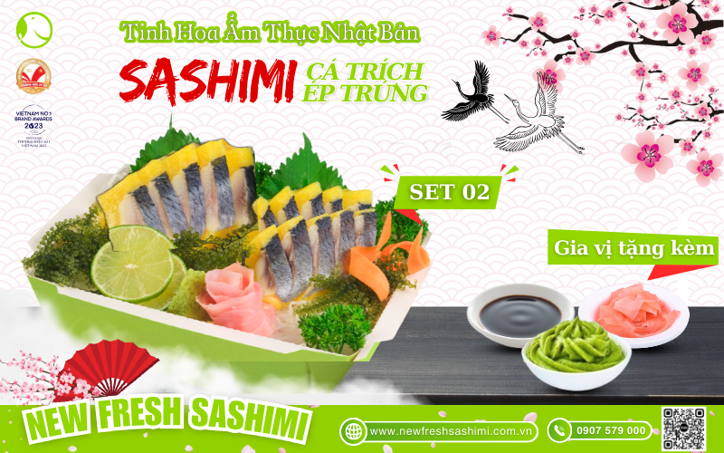 Set sashimi cá trích ép trứng 02 Set sashimi cá trích ép trứng 02