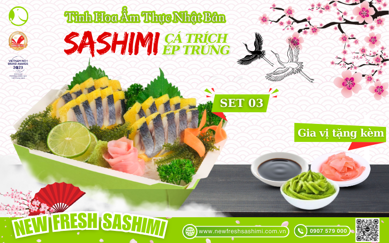 Set sashimi cá trích ép trứng 03 Set sashimi cá trích ép trứng 03