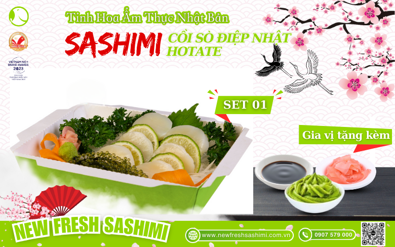 Set sashimi cồi sò điệp nhật 01 Set sashimi cồi sò điệp nhật 01