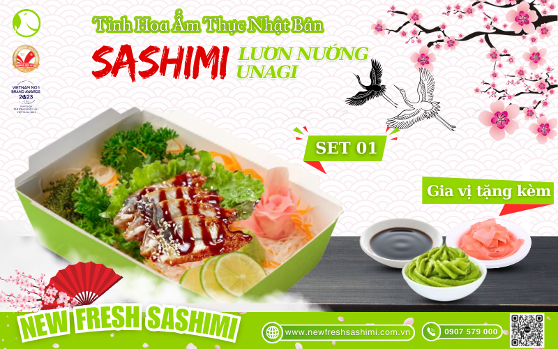 Set sashimi luong nướng unagi 01 Set sashimi luong nướng unagi 01